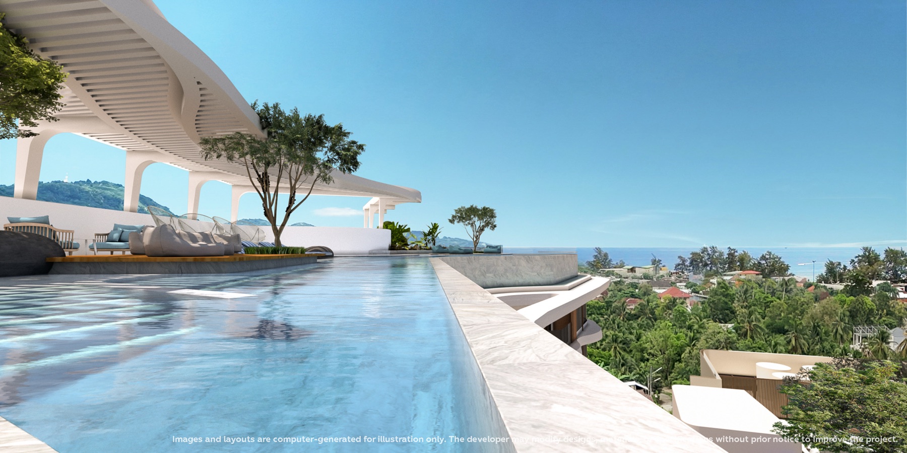 Rooftop infinity pool with sea view