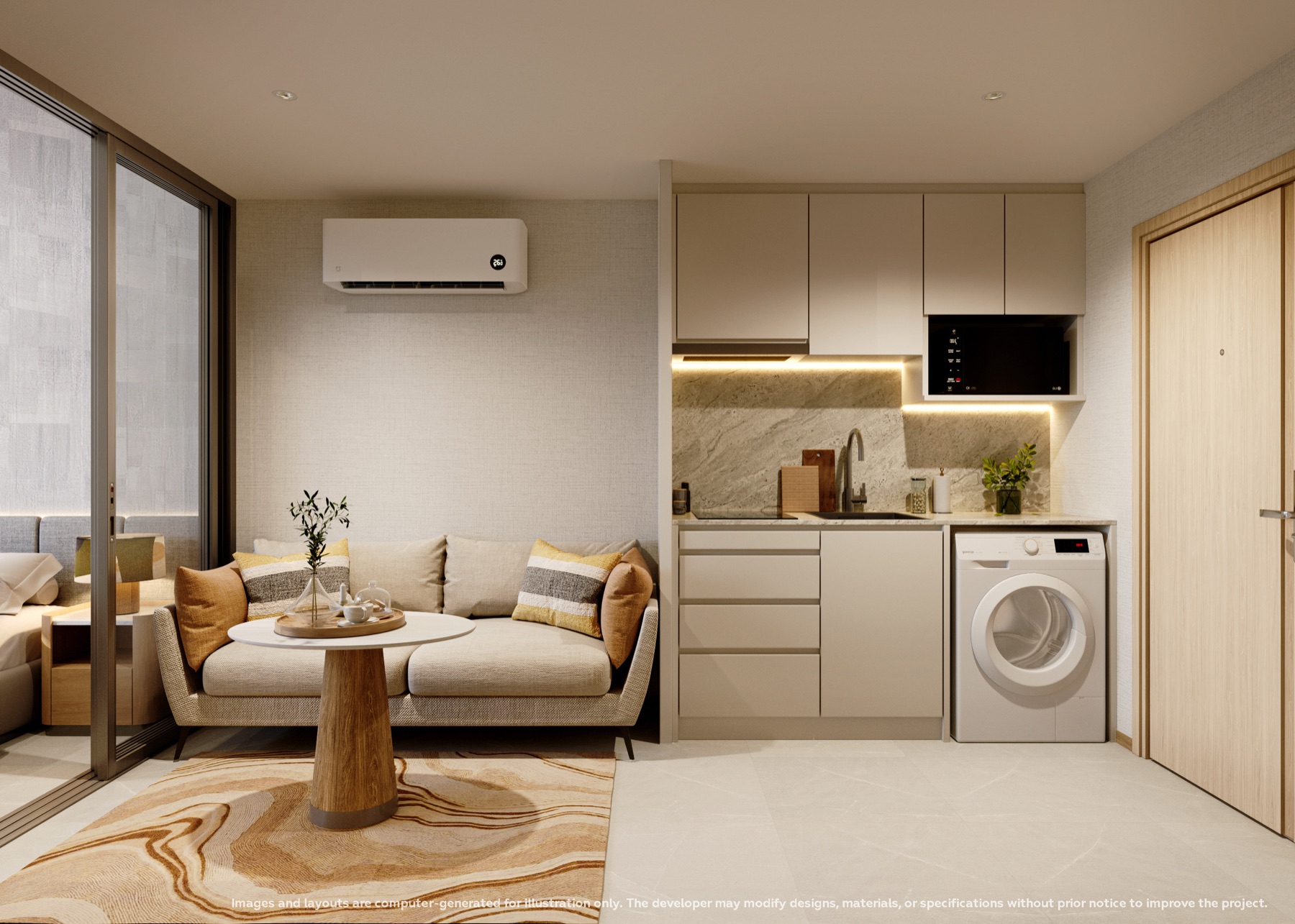 Type B living and kitchen